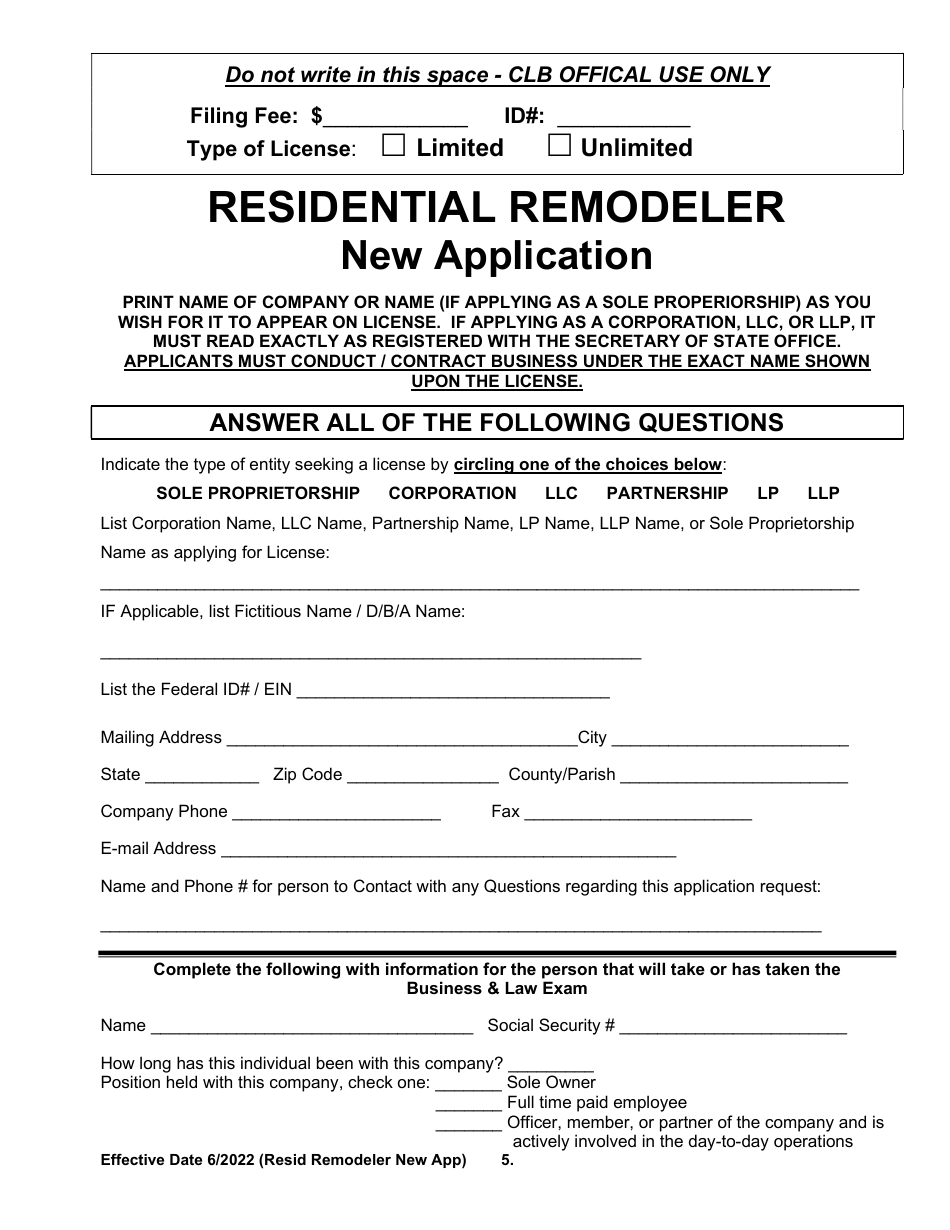 Residential Remodeler New Application - Arkansas, Page 5