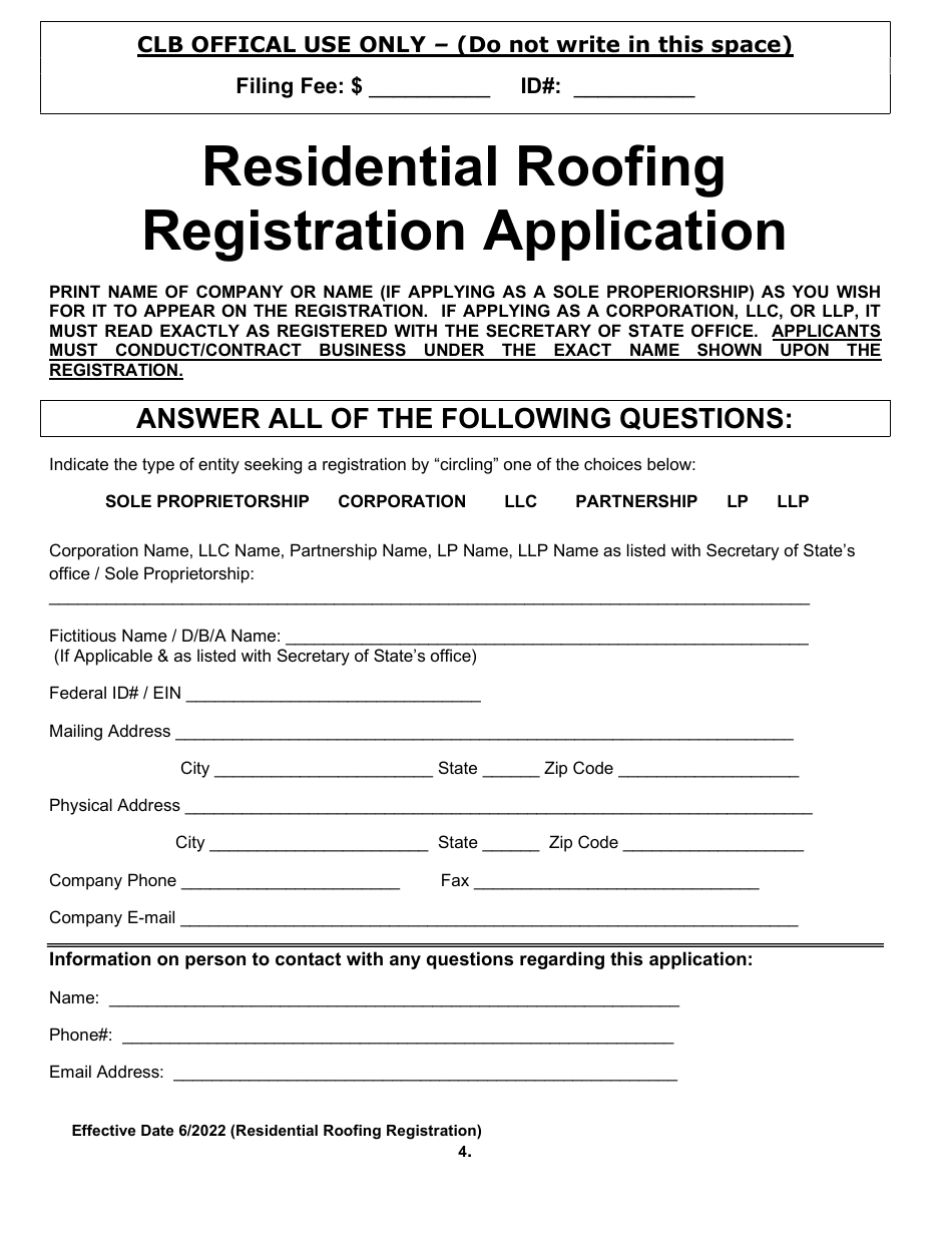 Residential Roofing Registration - Arkansas, Page 4