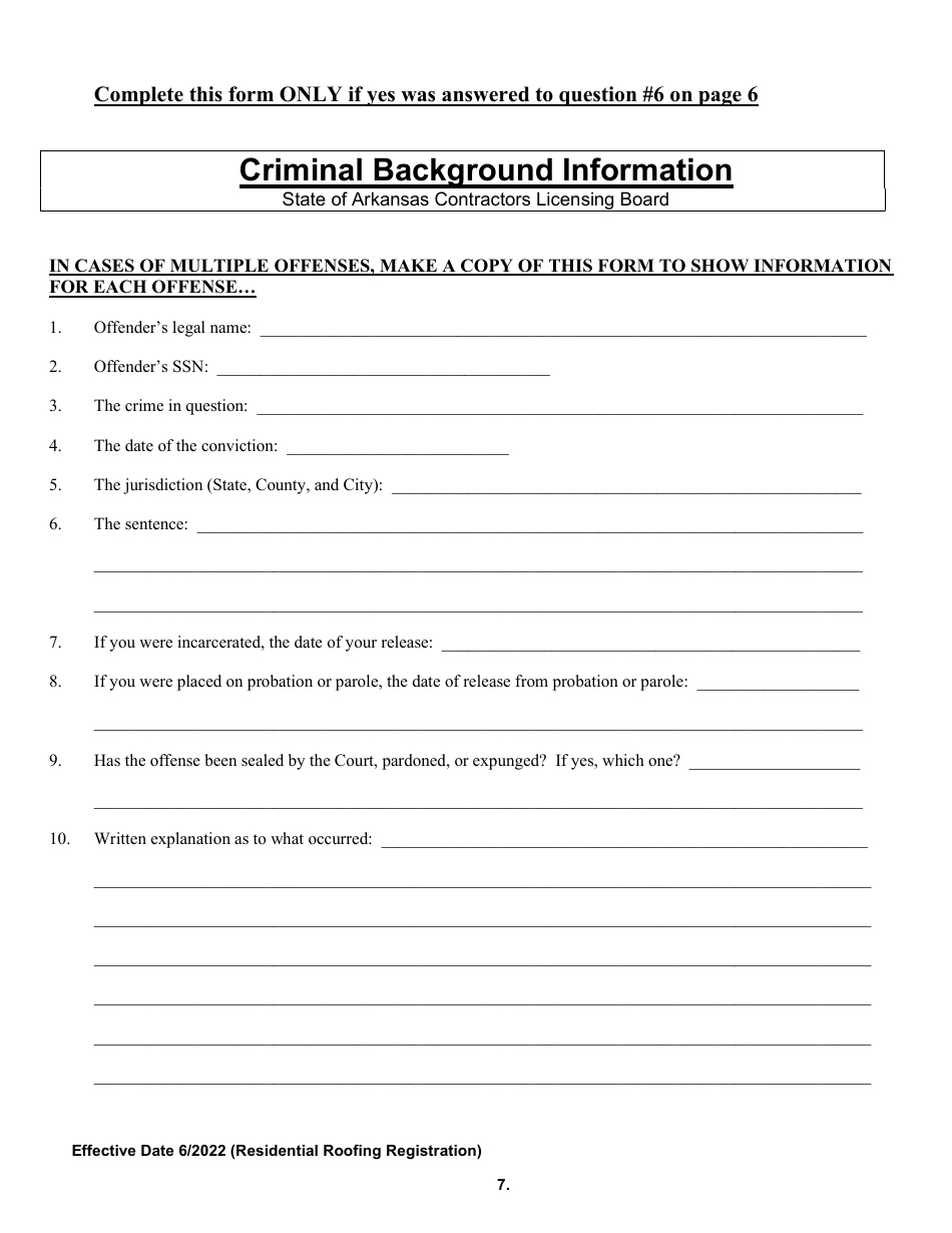 Residential Roofing Registration - Arkansas, Page 7