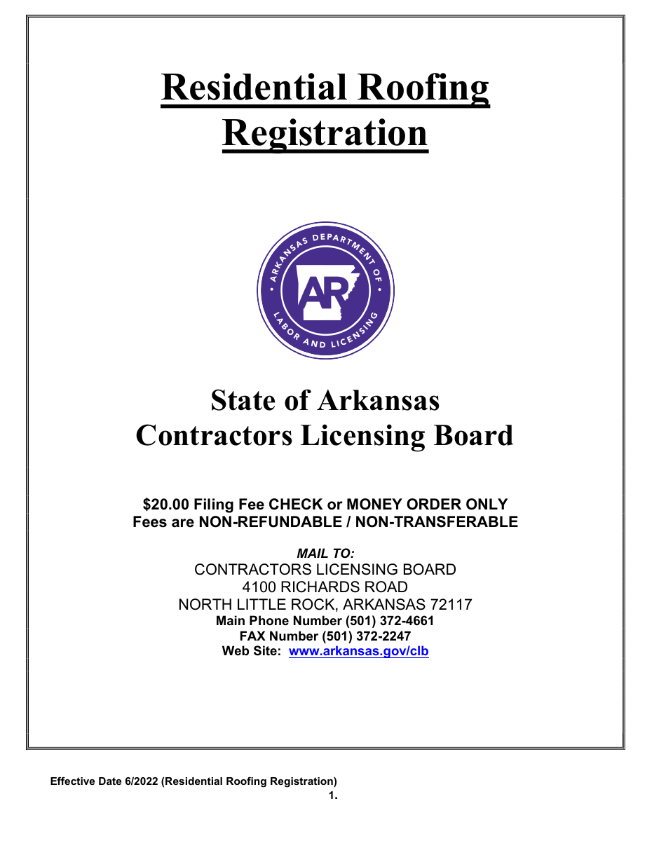 Arkansas Residential Roofing Registration Fill Out, Sign Online and