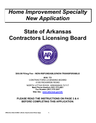 Home Improvement Specialty New Application - Arkansas