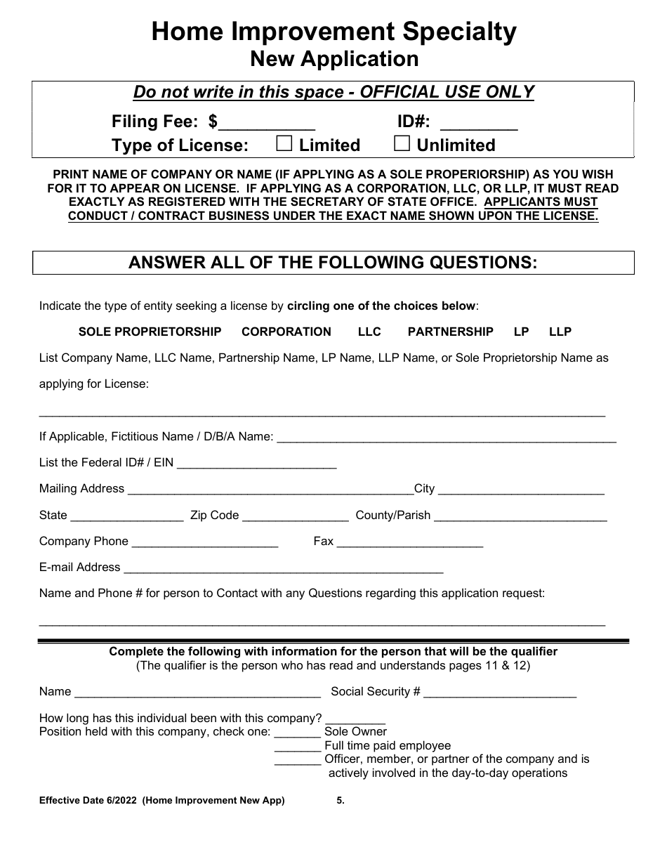 Home Improvement Specialty New Application - Arkansas, Page 5