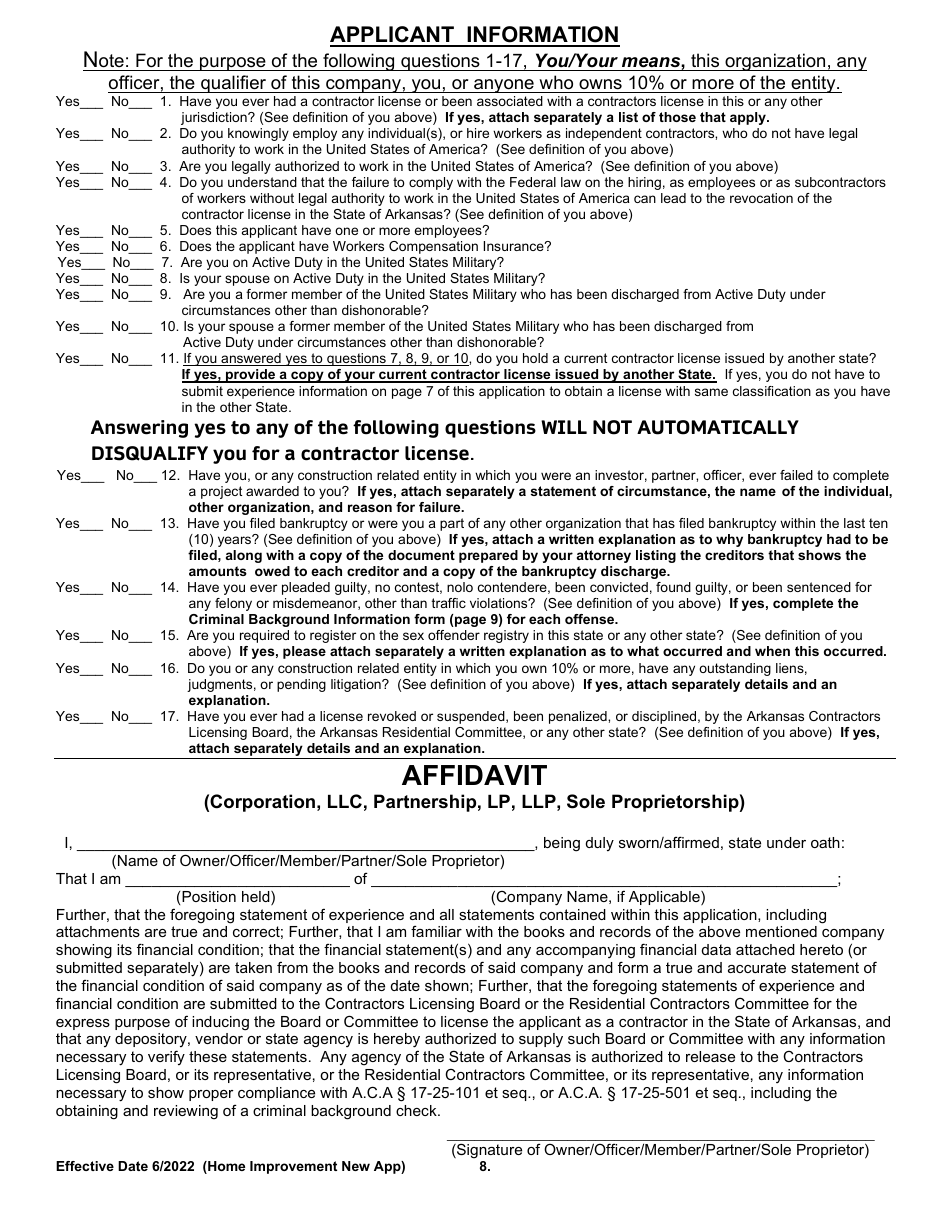 Home Improvement Specialty New Application - Arkansas, Page 8