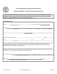 Document preview: Form 2C (SF-1641) Certificate of Eligibility - School Bus (S) Endorsement - Tennessee