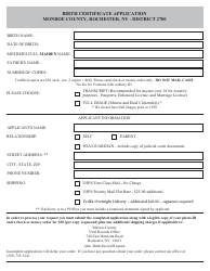 Document preview: Birth Certificate Application - New York