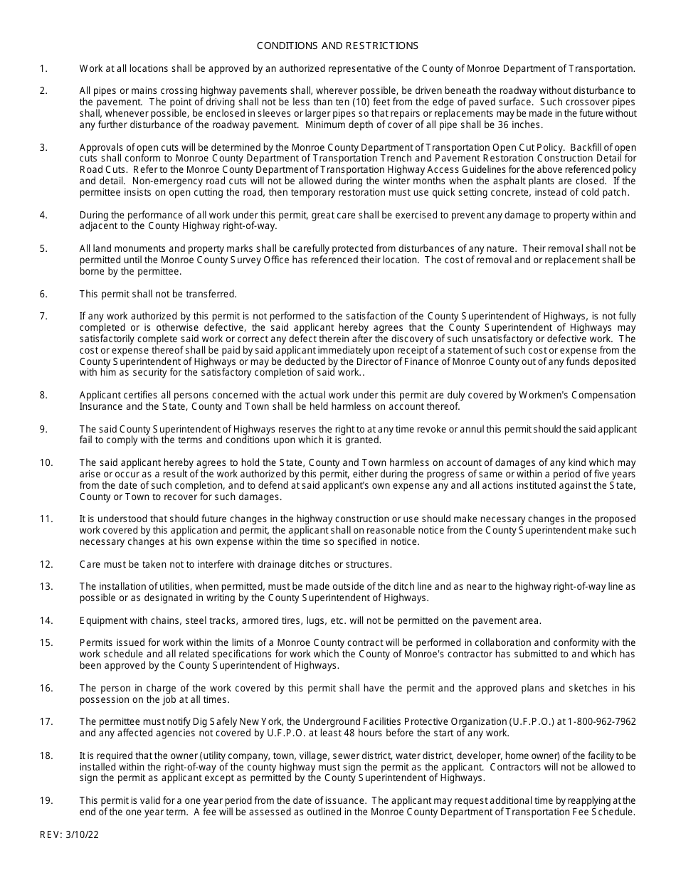 Permit Under Section 136 Highway Law - County of Monroe, New York, Page 2