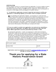 Vermont Historic Preservation Grants Application - Vermont, Page 11