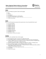 Metro Regional Waste Advisory Committee Nomination Form for Local Government Positions - Oregon, Page 5