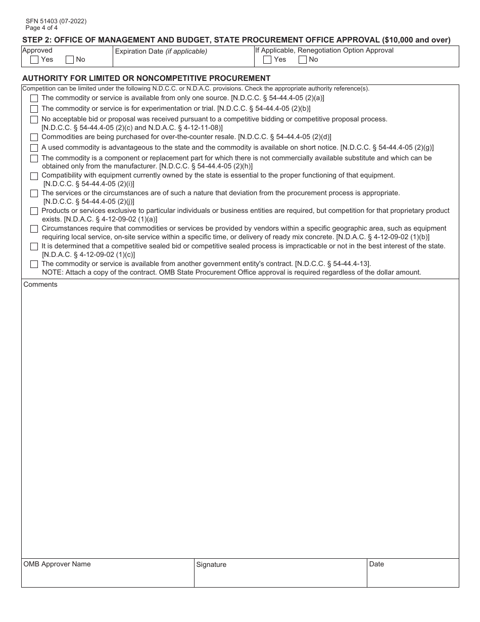 Form SFN51403 Alternate Procurement (Ap) Request - North Dakota, Page 4