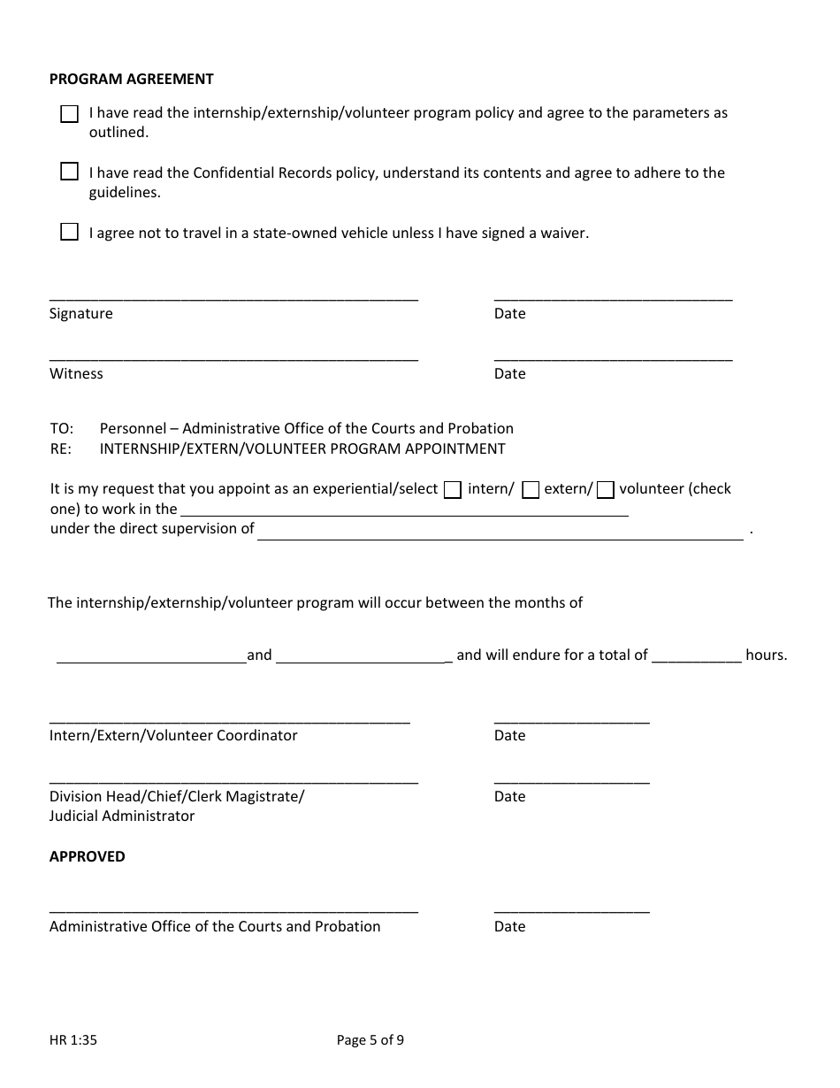 Form HR1:35 Application for Internship, Externship or Volunteer Opportunity - Nebraska, Page 5