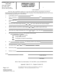 Document preview: Form DC1:3 (CH6ART15APP1) Appendix 1 Nebraska County Attorney Criminal Homicide Report - Nebraska
