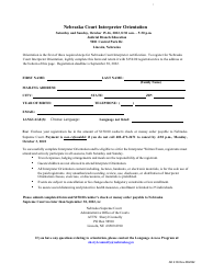 Document preview: Form AD2:09 Nebraska Court Interpreter Orientation - Nebraska