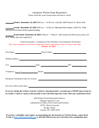 Document preview: Form AD2:11 Interpreter Written Exam Registration - Nebraska, 2022