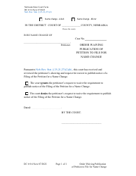Document preview: Form DC6:9.6 Order Waiving Publication of Petition to File for Name Change - Nebraska