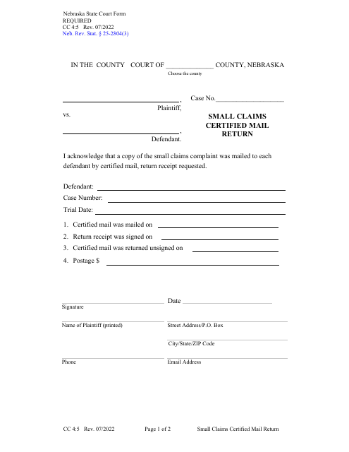 Form CC4:5  Printable Pdf