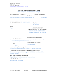 Form CC16:2.2.1 Acceptance of Appointment of Guardian - Nebraska (English/Spanish)