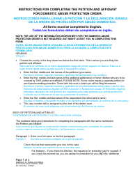 Document preview: Instructions for Form DC19:8 Petition and Affidavit to Obtain Domestic Abuse Protection Order - Nebraska (English/Spanish)