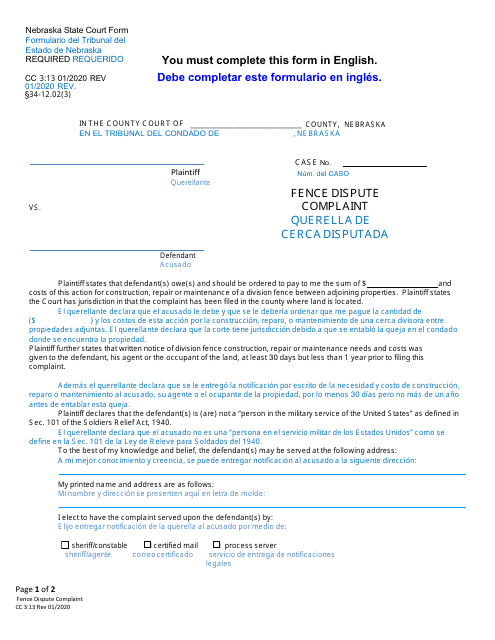 Form CC3:13  Printable Pdf