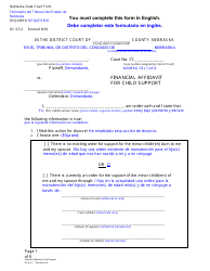 Document preview: Form DC6:5.2 Financial Affidavit for Child Support - Nebraska (English/Spanish)