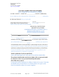 Form CC16:2.6.1 Financial Institution Receipt of Letters - Nebraska (English/Spanish)