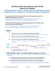 Instructions for Form CC16:2.6 Financial Institution Receipt of Orders - Nebraska (English/Spanish)