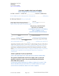 Form CC16:2.6 Financial Institution Receipt of Order - Nebraska (English/Spanish)