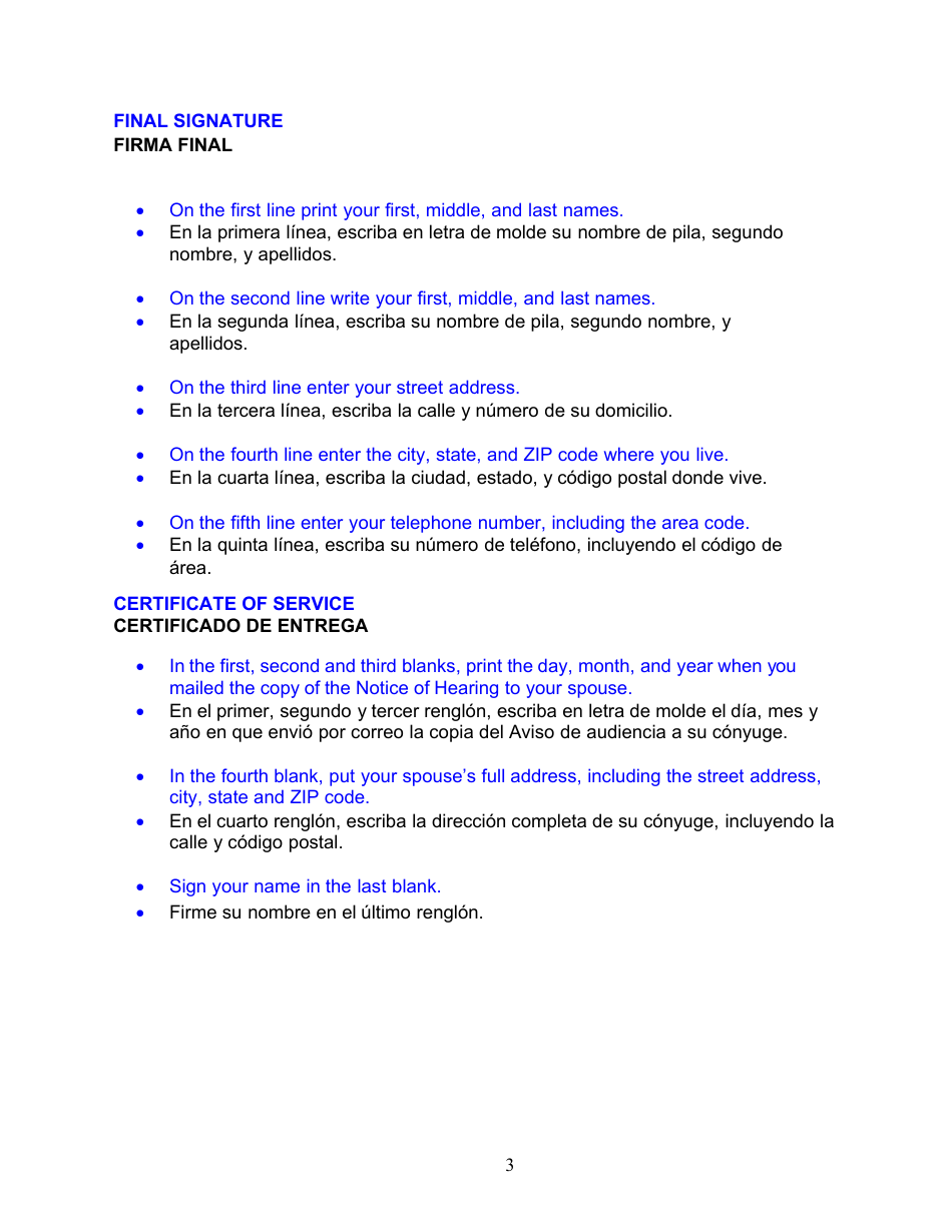Instructions for Form DC6:4.5 Notice of Hearing and Certificate of Service - Nebraska (English / Spanish), Page 3