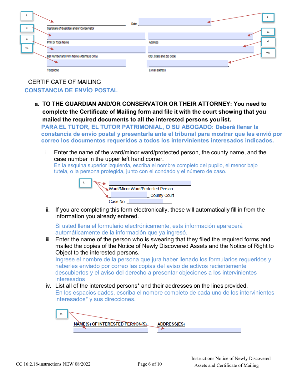 Instructions for Form CC16:2.18 Notice of Newly Discovered Assets - Nebraska (English / Spanish), Page 6