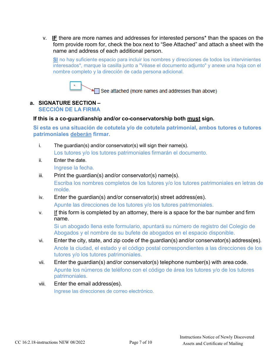 Instructions for Form CC16:2.18 Notice of Newly Discovered Assets - Nebraska (English / Spanish), Page 7