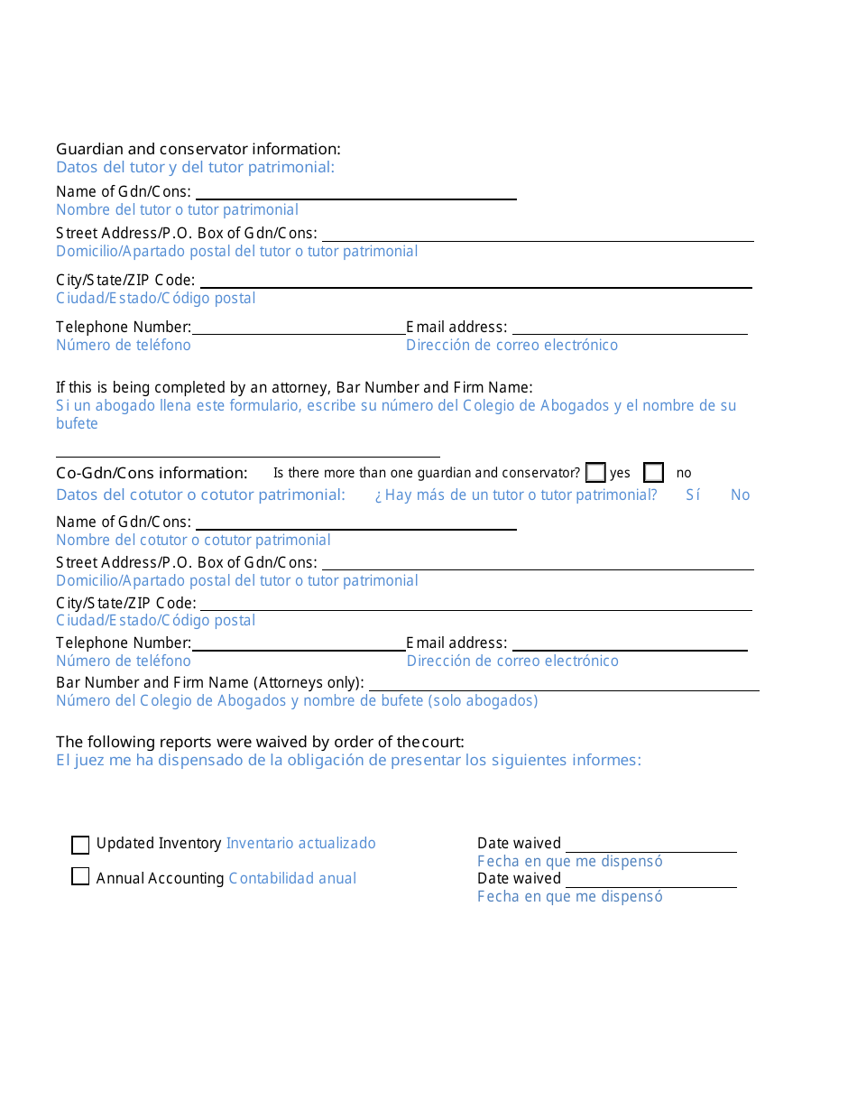 Form CC16:2.35 Packet C - Conservatorship Annual Reporting Forms - Nebraska (English / Spanish), Page 6