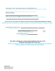 Form DC19:44 Petition and Affidavit to Renew Sexual Assault Protection Order - Nebraska (English/Spanish), Page 4