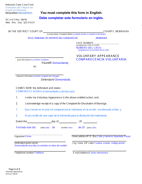 Form DC6:4.3  Printable Pdf