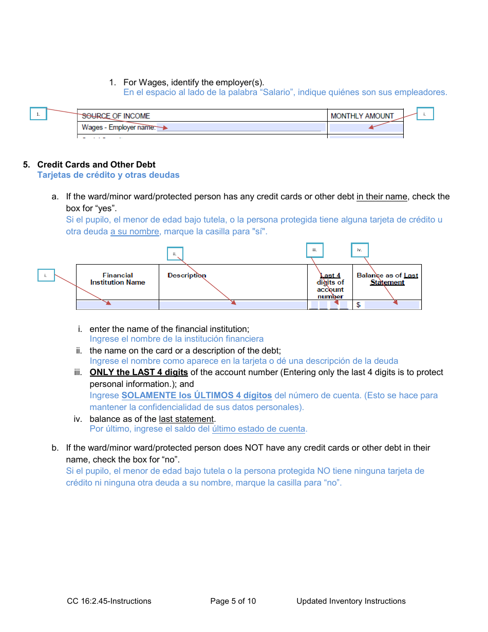Instructions for Form CC16:2.45 Updated Inventory - Nebraska, Page 5