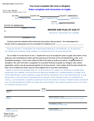 Form CC2:1 Waiver and Plea of Guilty - Nebraska (English/Spanish), Page 3