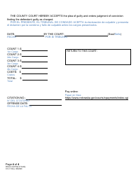 Form CC2:1 Waiver and Plea of Guilty - Nebraska (English/Spanish), Page 4