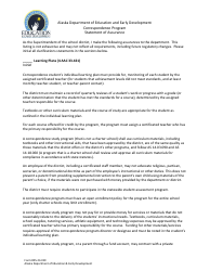 Form 05-23-019 Statement of Assurance - Correspondence Program - Alaska
