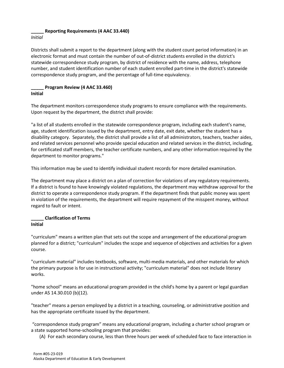 Form 05-23-019 Statement of Assurance - Correspondence Program - Alaska, Page 3