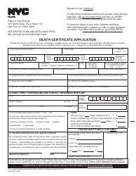 Form VR66 Death Certificate Application - New York City