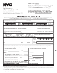 Document preview: Form VR67 Birth Certificate Application - New York City