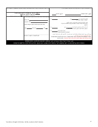 Form VR67 Birth Certificate Application - New York City (English/Arabic), Page 2