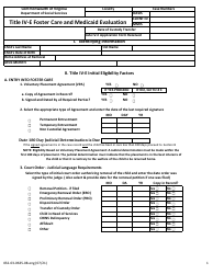 Document preview: Form 032-03-0635-08-ENG Title IV-E Foster Care and Medicaid Evaluation - Virginia