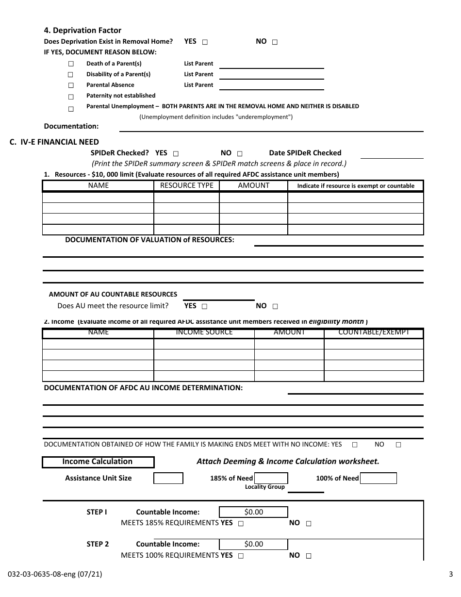 Form 032-03-0635-08-ENG Title IV-E Foster Care and Medicaid Evaluation - Virginia, Page 3