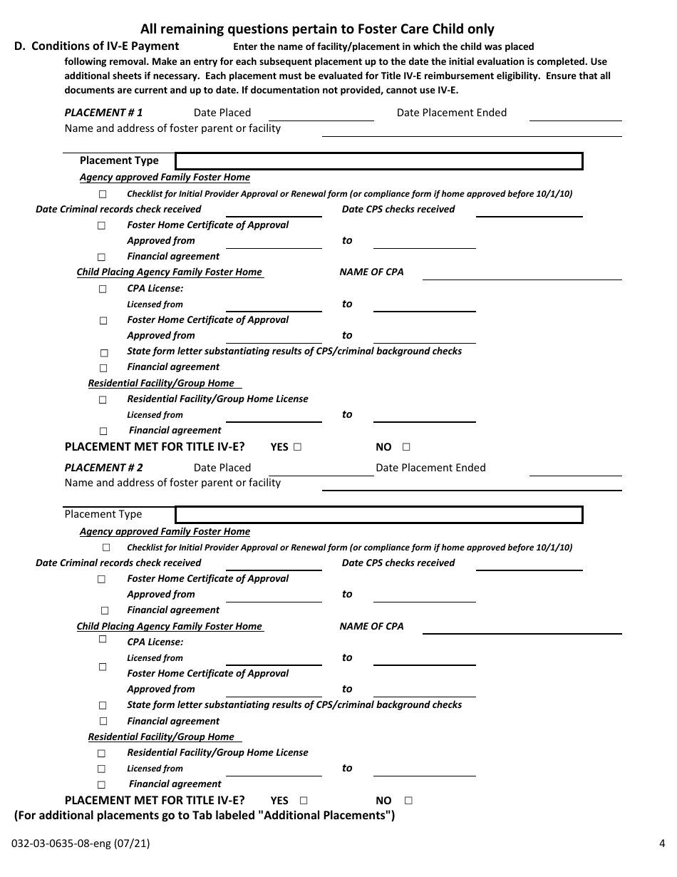 Form 032-03-0635-08-ENG Title IV-E Foster Care and Medicaid Evaluation - Virginia, Page 4