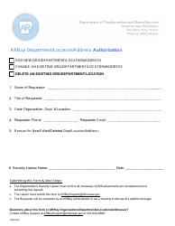 Document preview: Arbuy Department/Location/Address Authorization - Arkansas