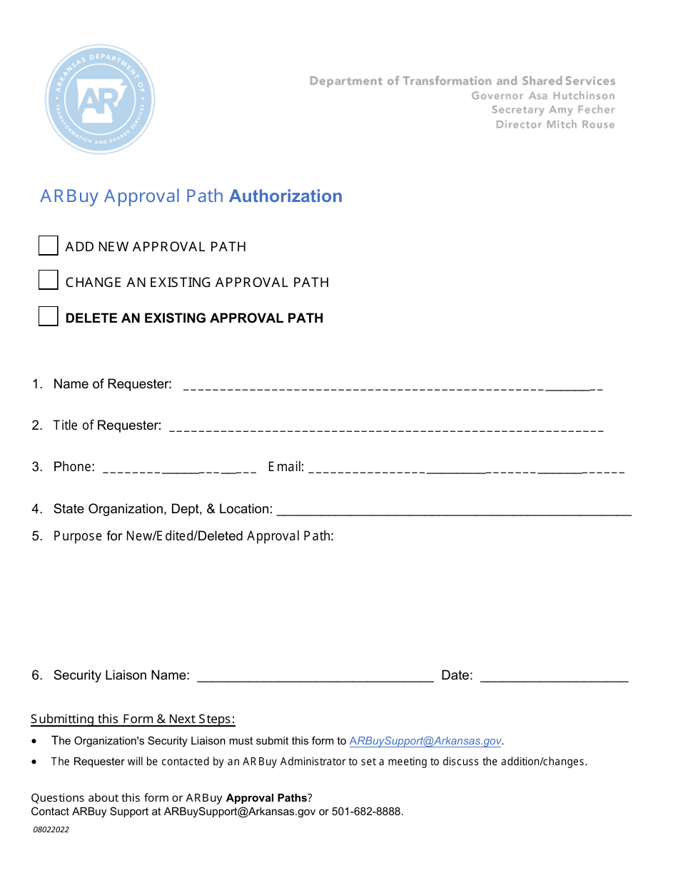 Arbuy Approval Path Authorization - Arkansas, Page 1