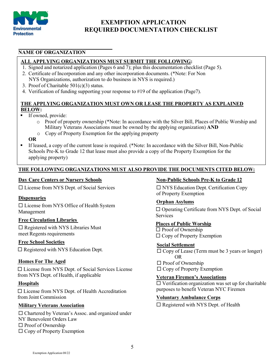 Application for Exemption From Water and Sewer Charges - New York City, Page 6