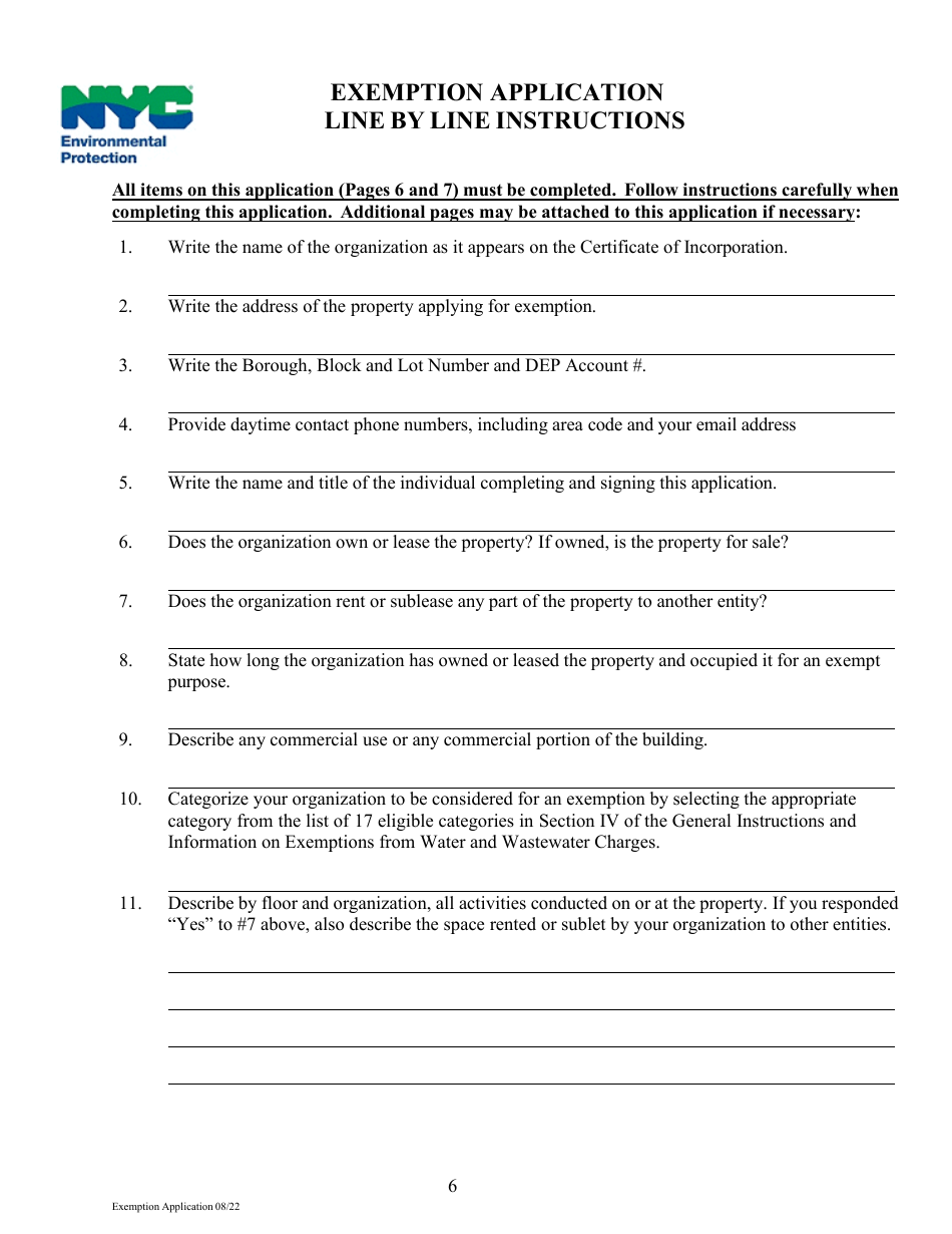 Application for Exemption From Water and Sewer Charges - New York City, Page 7