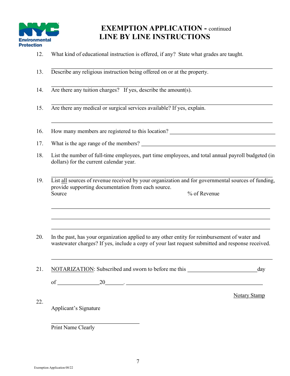 Application for Exemption From Water and Sewer Charges - New York City, Page 8