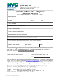 Document preview: Form 950-0038 Application for Evaporative Cooling Tower Wastewater Allowance - New York City