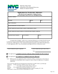 Document preview: Application for Wastewater Allowance (Not Cooling Towers) - New York City
